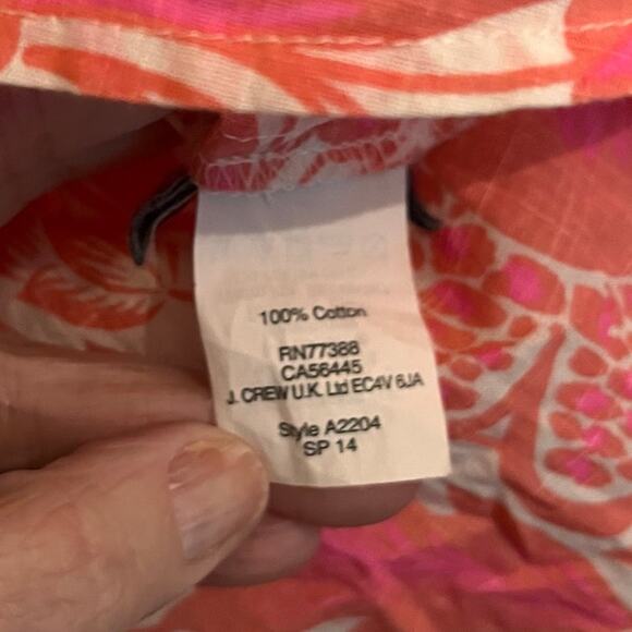 J Crew Pink Floral Blue Embroidered Boho Top 00 - Picture 6 of 7